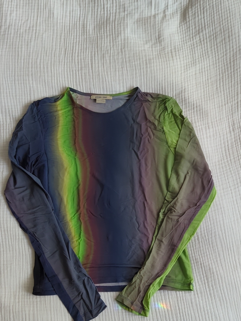 Paloma Wool Ombre Crewneck Top in Navy, Violet & Lime
